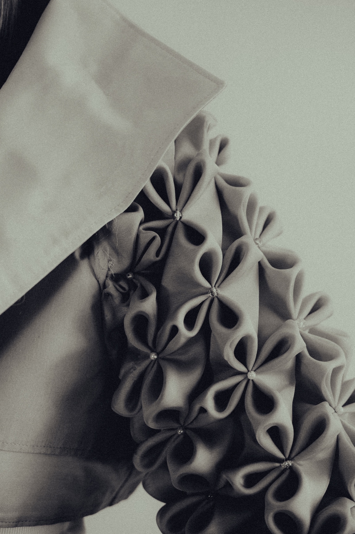 Close detail of sculptural textile forms