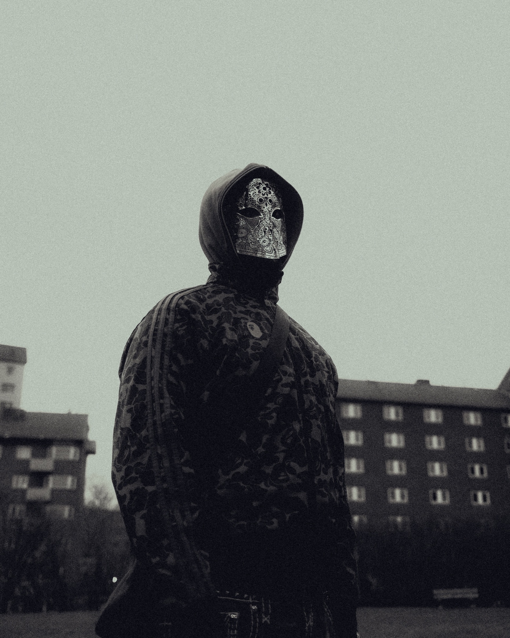 Portrait against an urban skyline